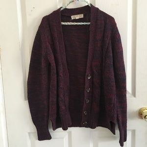 Red and Blue Knit Cardigan
